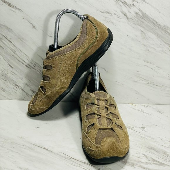 Lands’ End womens US 7.5B Suede hiking walking shoes Tan 393493 - Picture 4 of 7